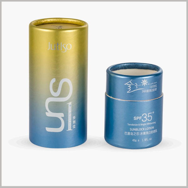 Custom small paper tube boxes packaging for 1.5oz sun lotion, The thickness of the paper tube is 0.8mm, which can well protect the products inside the package.