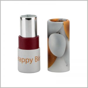 small paper tube for creative lipstick packaging.The main pattern of this cylindrical package is lemon, which brings consumers the concept of fresh lemon as a raw material for lipstick.