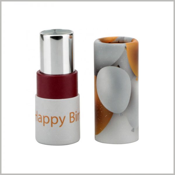 small paper tube for creative lipstick packaging.The main pattern of this cylindrical package is lemon, which brings consumers the concept of fresh lemon as a raw material for lipstick.