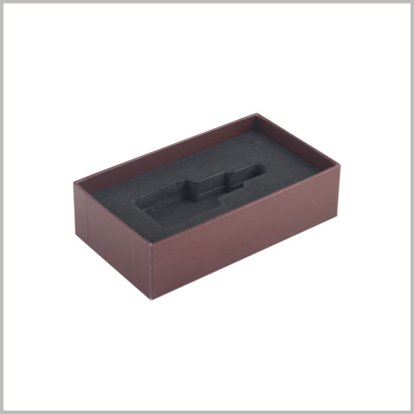 Small rectangle essential oil boxes with EVA insert.Custom black EVA inserts inside the boxes are critical to protect fragile essential oil glass bottles from breaking.