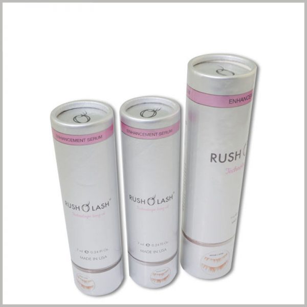 Custom small round boxes for rush lash oil packaging wholesale.For the same essential oil product, different volumes can use the same packaging design, and the diameter and height of the paper tube can be different.