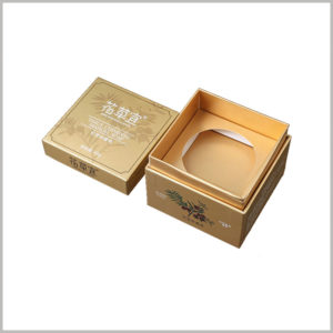 square gold cardboard soap boxes with insert. The inside of the customized packaging box is made of gold cardboard to fix the soap.