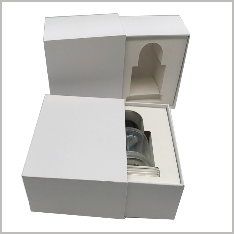 white perfume packaging boxes with paper insert