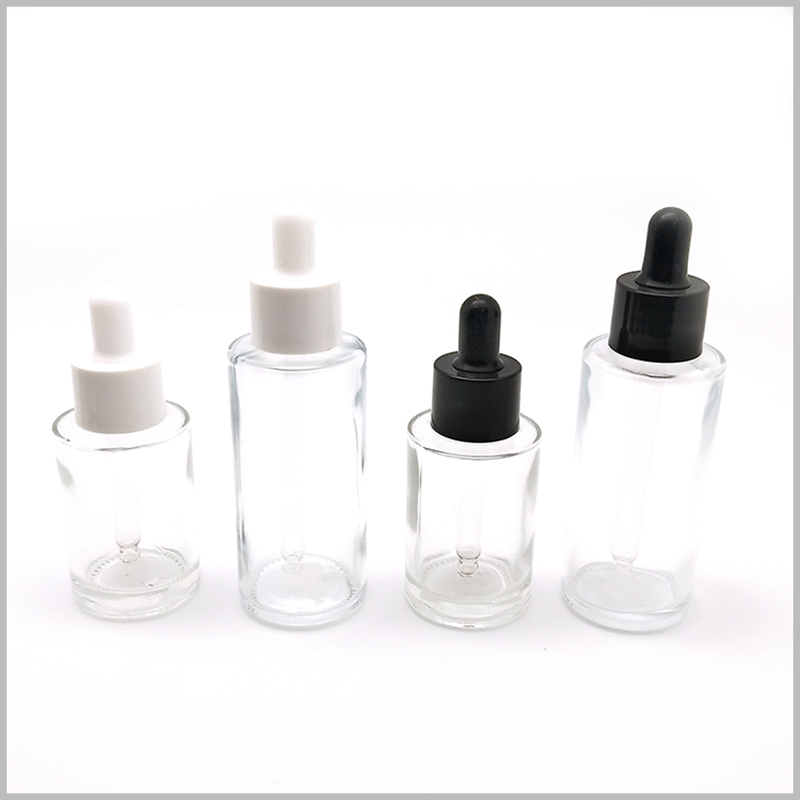wholesale Round flat shoulder clear glass dropper bottle for essential oil