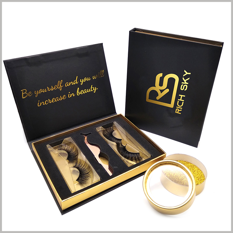 wholesale black cardboard packaging for eyelashes gift set,This high-end gift box packaging promotes product value and promotion and brand promotion
