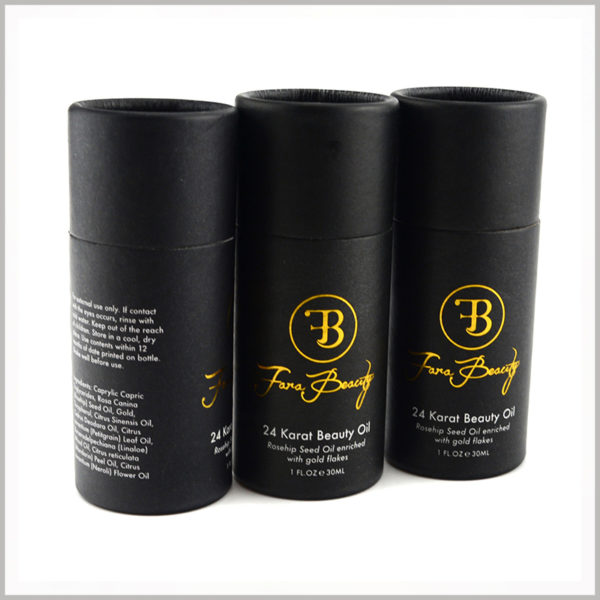 wholesale black cardboard tube for 30ml beauty oil packaging