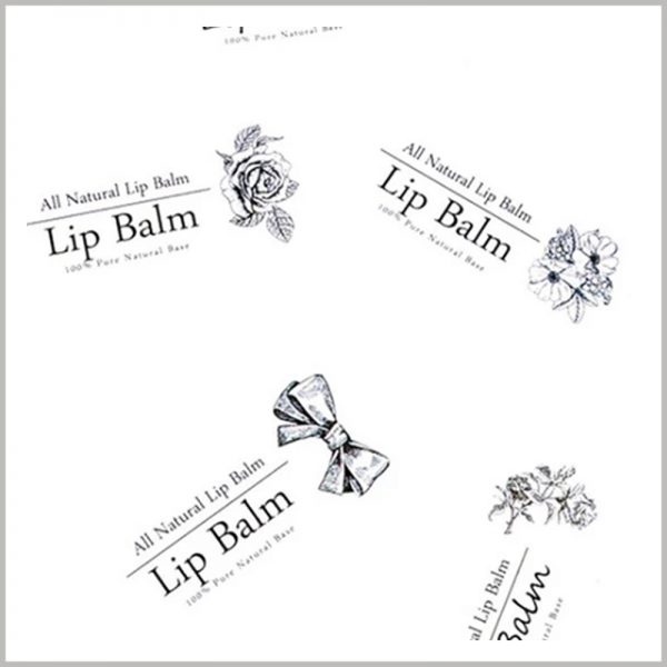 wholesale clear labels for lip balm.The style, size, printing content, etc. of the lip balm label can be customized according to the product.
