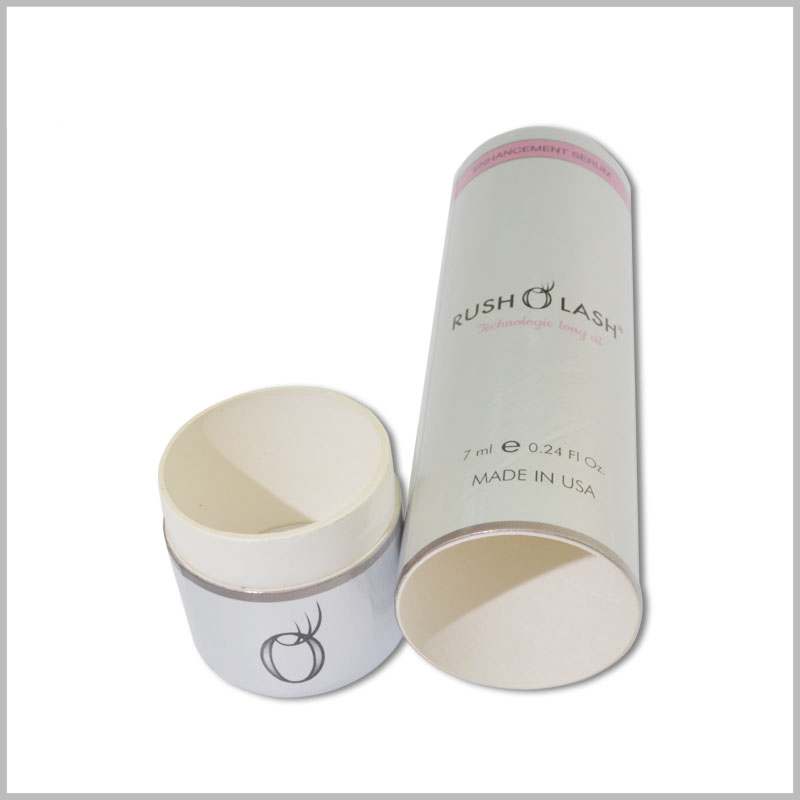 wholesale small round boxes for rush lash oil packaging.Choosing custom packaging can reflect more ideas in packaging and tell consumers product ideas and product features.